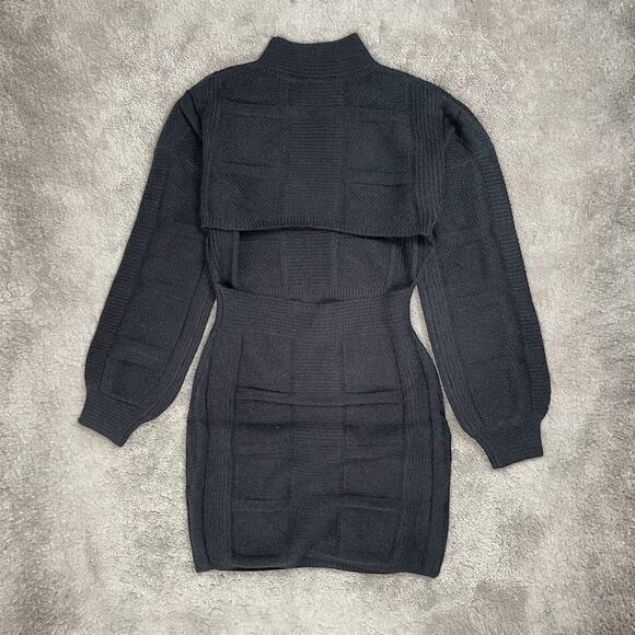 Area Stars Open Back Knit Sweater Dress Black Size M Long Sleeve Mock Neck - Picture 4 of 15